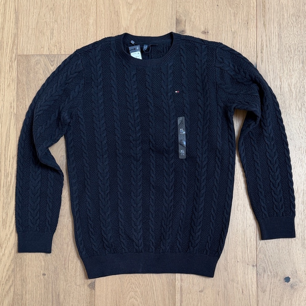 Tommy Hilfiger Boys Navy Cable Knit Sweater
